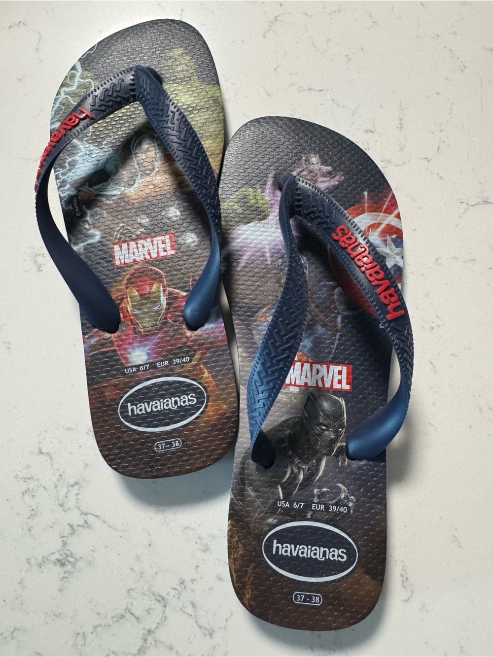 Havaianas  Marvel Navy Red Graphic Flip Flops
